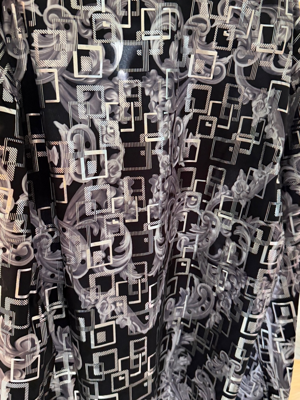 Men's Black and Gray Patterned Dress Shirt
